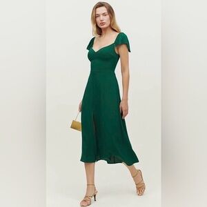 Reformation Baxley Midi Dress Emerald Green Size 8 Holiday Party Formal Wedding